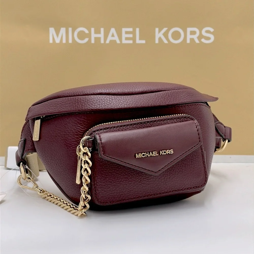 Michael Kors Maisie 2 In 1 Small Leather Waist pack Fanny pack Bag (Oxblood) MK